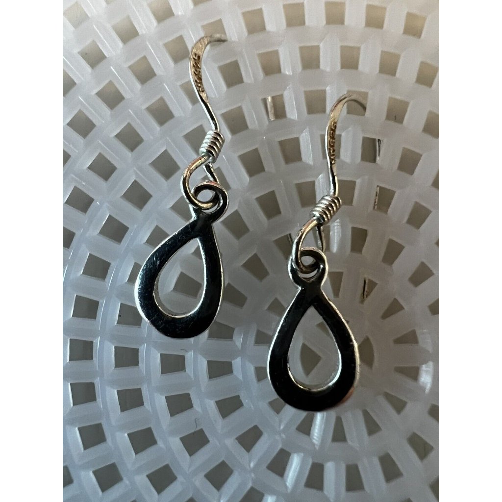 Vintage Sterling Silver Earrings 925 Dangle Teardrop Hoop Signed Marsala 20$